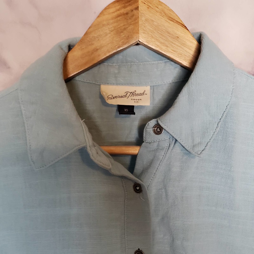 Universal Thread Sky Blue Button Down Ruffled Blo… - image 3